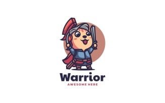 Cat Warrior Cartoon Logo Style