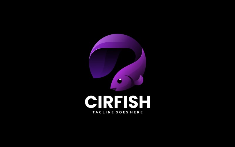 Circle Fish Gradient Logo Style Logo Template