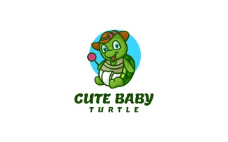 Cute Baby Turtle Cartoon Logo