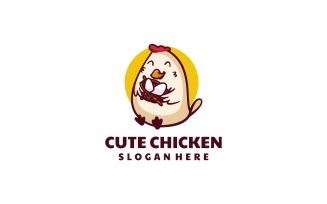 Cute Chicken Simple Mascot Logo