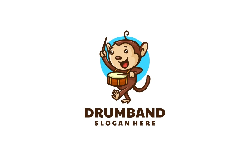 Drum Band Monkey Cartoon Logo Logo Template