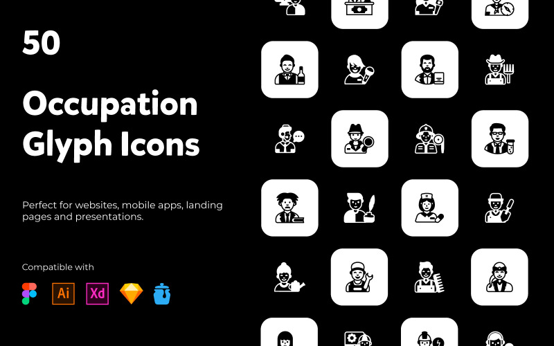 Occupations Solid Icons Pack Icon Set