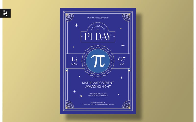 Pi Day Celebration Flyer - Art Deco Style Corporate Identity