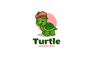 Turtle Mascot Cartoon Logo Style