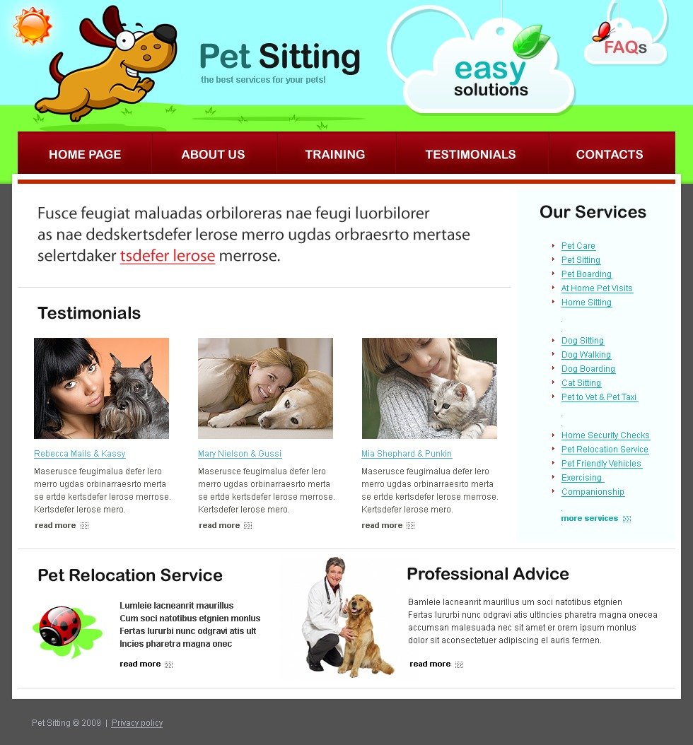 Pet Sitting Website Template 23111