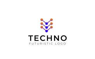 Letter V Dot Lab Futuristic Logo