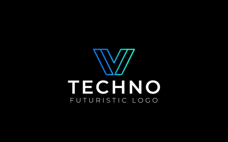 Letter V Future Gradient Line Logo Logo Template