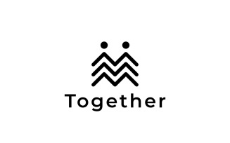 Together Flat Simple Icon Logo
