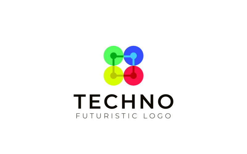Square Dot Connect Flat Techno Logo Logo Template