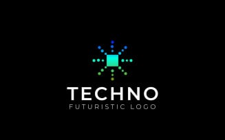 Square Dot Gradient Techno Logo