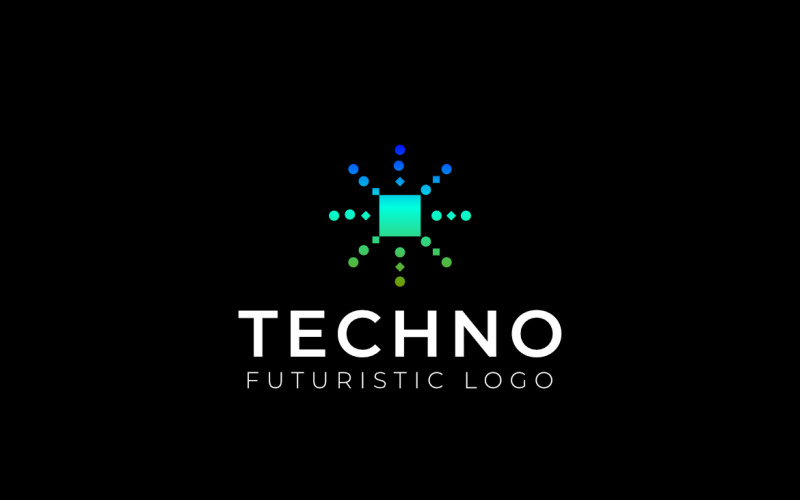 Square Dot Gradient Techno Logo Logo Template