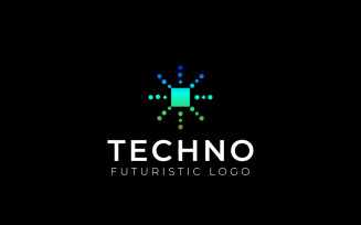Square Dot Gradient Techno Logo