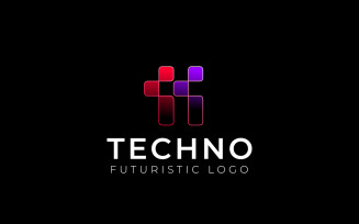 Tech H Pixel Gradient Techno Logo