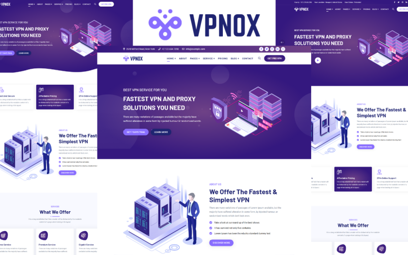 VPNOX - VPN and Proxy Services HTML5 Template Website Template