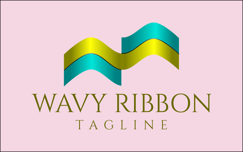 Wavy Gold Ribbon Logo Design Logo Template