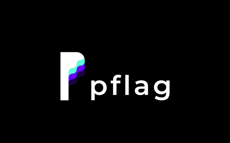 Clever Letter P Flag Flat Logo Logo Template