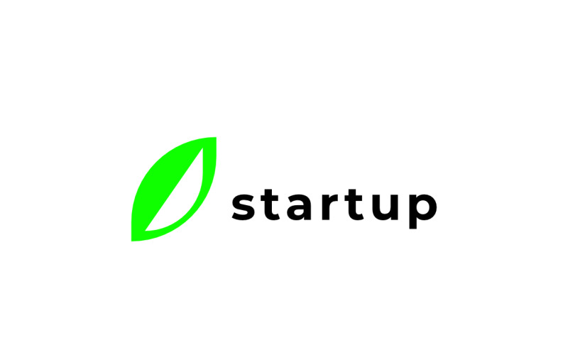 Leaf Negative Green Startup Logo Logo Template