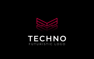 Letter V Line Techno Dynamic Gradient Logo