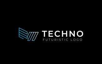 Letter V Line Techno Dynamic Logo