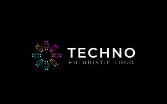 Line Floral Gradient Tech Logo