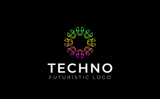Line Tech Gradient Connect Future Logo