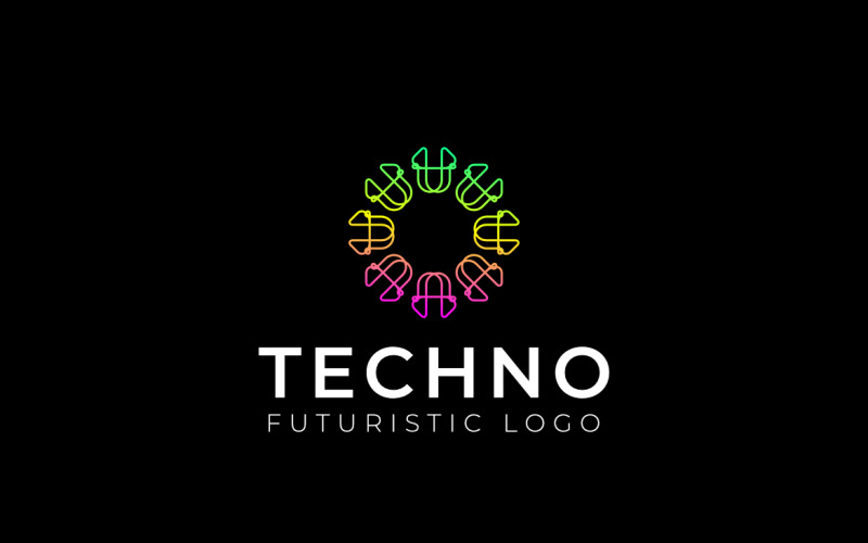 Line Tech Gradient Connect Future Logo Logo Template