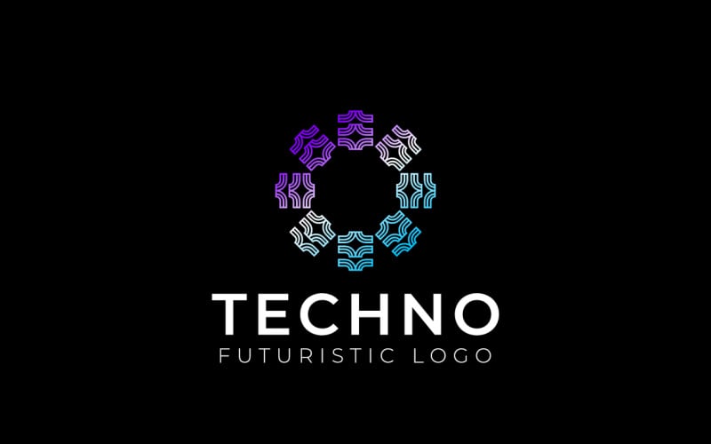Line Techno Gradient Logo Logo Template