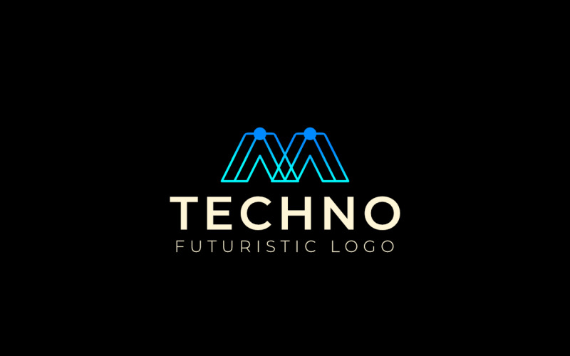 M Tech Dot Gradient Techno logo Logo Template
