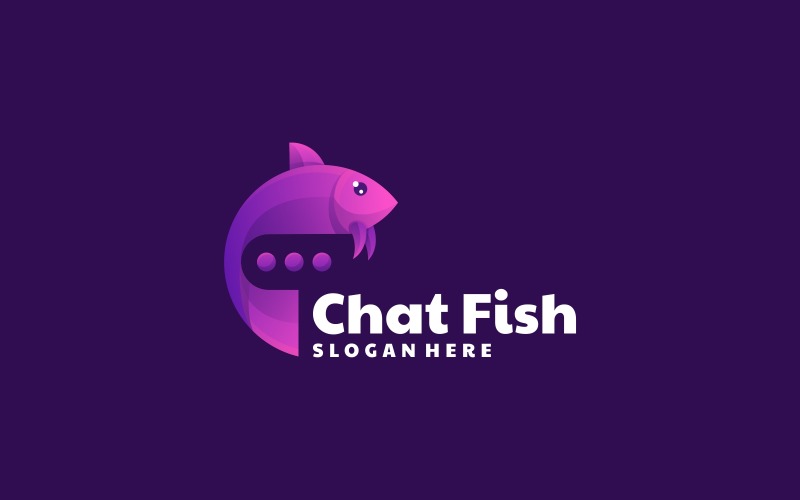 Chat Fish Gradient Logo Style Logo Template
