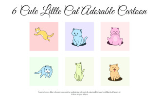6 Cute Little Cat Adorable Cartoon