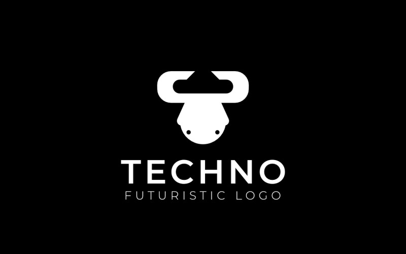 Flat Bull Cow Silhoutte Logo Logo Template