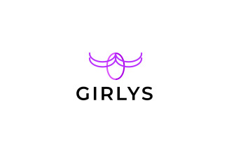 Girl Hair Line Elegant Logo
