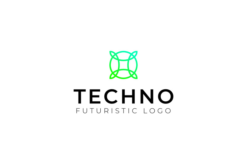 Green Gradient Leaf Tech Logo Logo Template