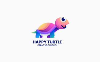 Happy Turtle Gradient Colorful Logo