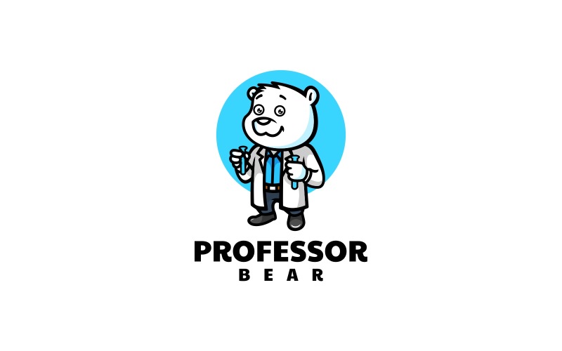 Professor Bear Simple Mascot Logo Logo Template