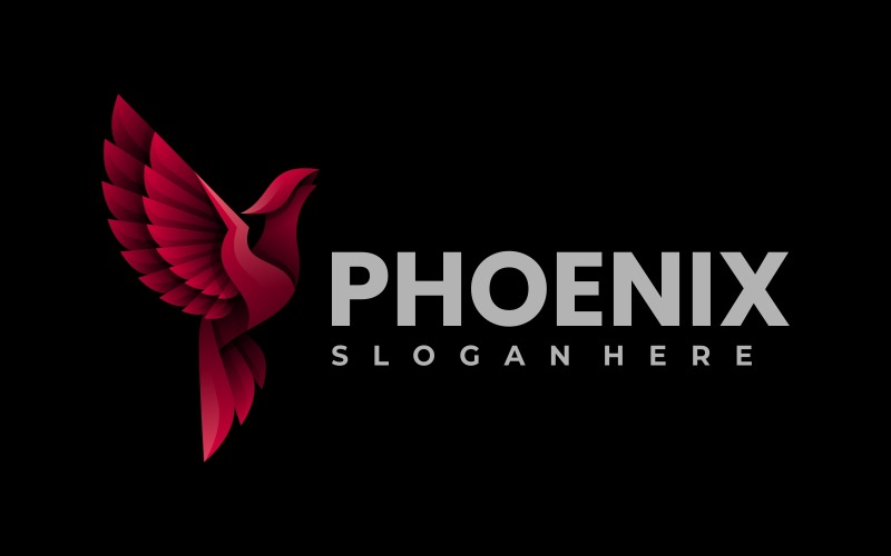 Red Phoenix Gradient Logo Logo Template