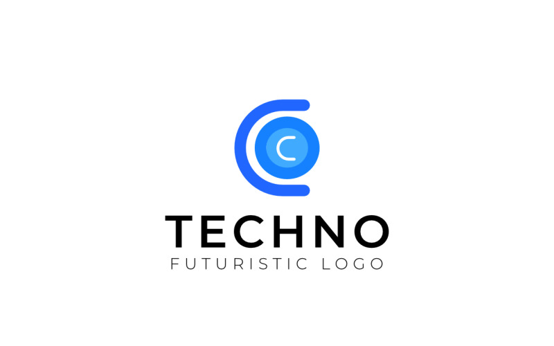 Blue C Coin Letter Flat Logo Logo Template