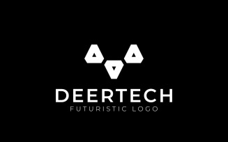 Deer Tech Abstract Flat Logo