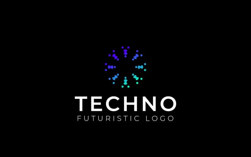 Dot Connect Techno Dots Gradient Logo Logo Template