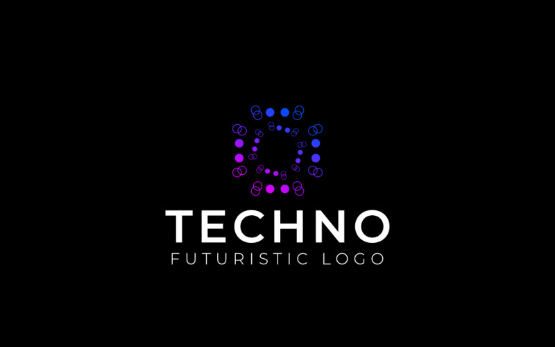 Dots Line Techno Gradient Logo Logo Template