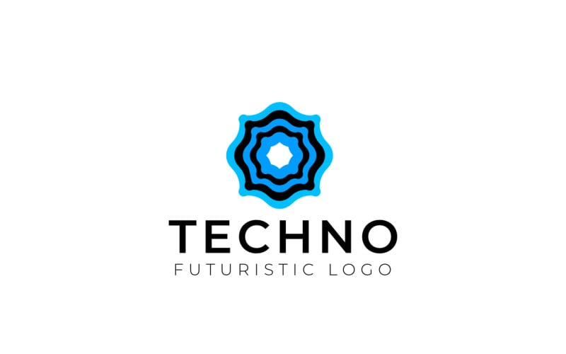 Flat Blue Wave Techno Logo Logo Template