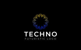 Floral Techno Gradient Line Logo