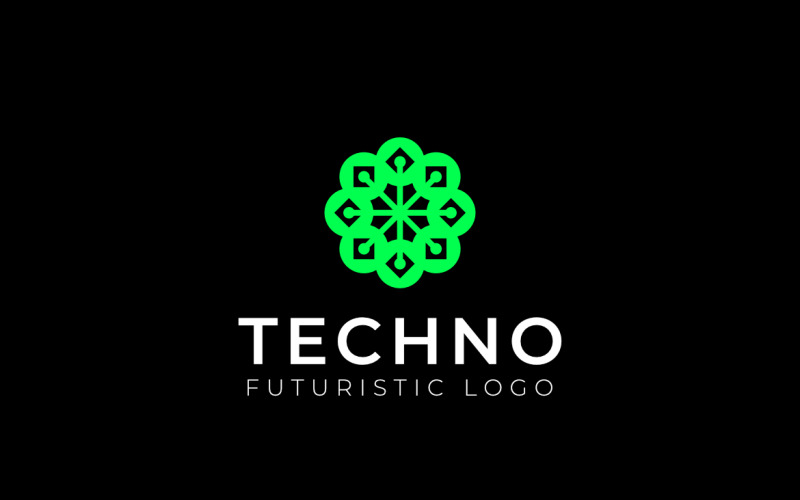 Flower Dot Green Connect Logo Logo Template