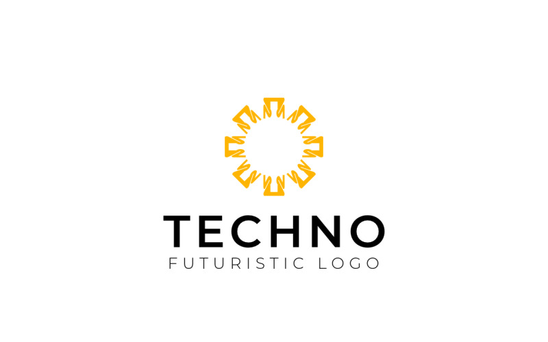 Abstract Sun Yellow Flat Logo Logo Template