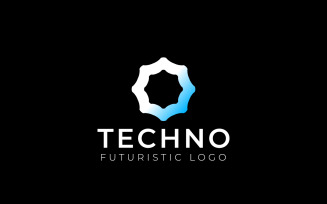 Blue Gear Gradient Techno Logo