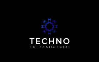 Blue Tech Line Gradient Logo