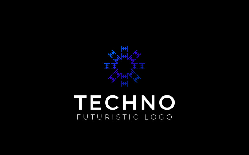 Blue Tech Line Gradient Logo Logo Template