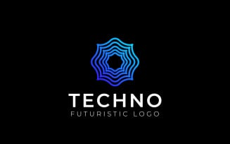 Blue Wave Gradient Techno Logo