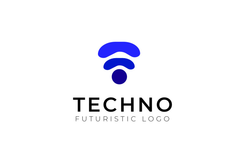 Blue Wifi Flat Abstract Logo Logo Template
