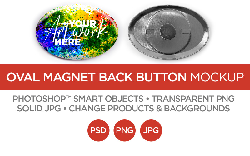 Oval Button Rare Earth Magnet Back Mockup & Template Product Mockup